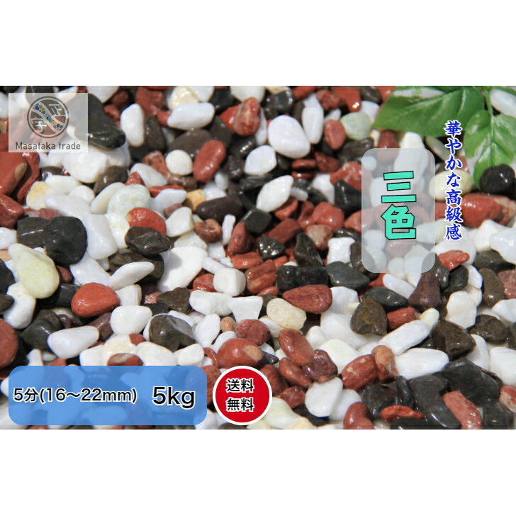 乐天商城 - 玉砂利 庭石 5kg 玉石 5分(16～22mm) オリジナル 特選三色 防犯砂利 ガーデニング 玄関 外構 水槽の石 観葉植物
