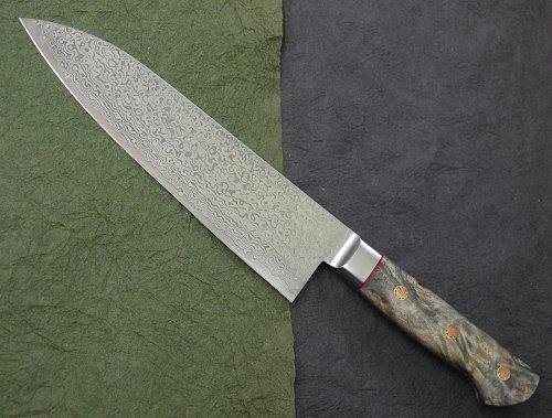 HIRO　KNIVES（ヒロナイブズ）カリフォルニアバックアイVG10ダマスカス　三徳包丁　180mm