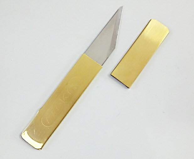 義春（よしはる）ペナント切出し　右用ペナントナイフ　SS真鍮　超薄　薄型切出し