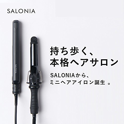 【500円OFFクーポン】SALONIA サロニア ミニ セラミック カールヘアアイロン ブラック 海外対応 MAX210℃ 耐熱ポーチ付き メーカー1年保証