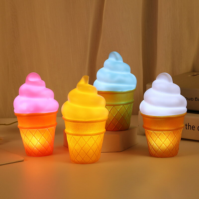 ナイトライト デスクライト LED ランプ ソフトクリーム型 電池式【子供部屋 授乳 ライト 間接照明 テーブルランプ おやすみライト 枕元 ライト 寝室用 出...