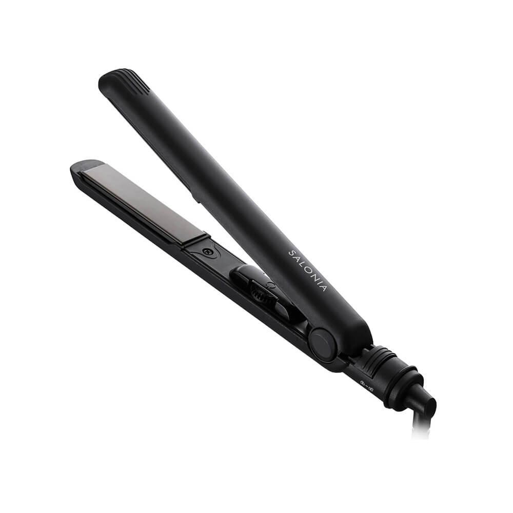 サロニア SALONIA コテ ミニストレートヘアアイロン 20mm SL-010SB ブラック コンパクト MAX210℃ プロ仕様 海外対応 ポーチ付き 海...