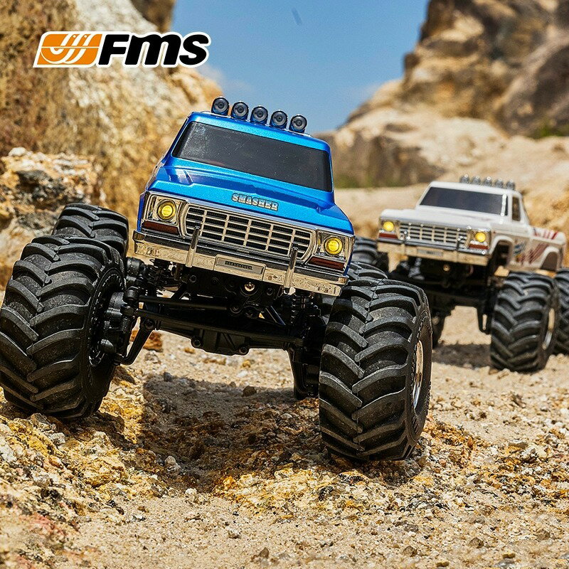 FMS 1/24 RC クローラー スマッシャー モンスタートラック 4WD 2.4GHz ブラシド RC オフロードトラック リモコンカー LEDライト付き