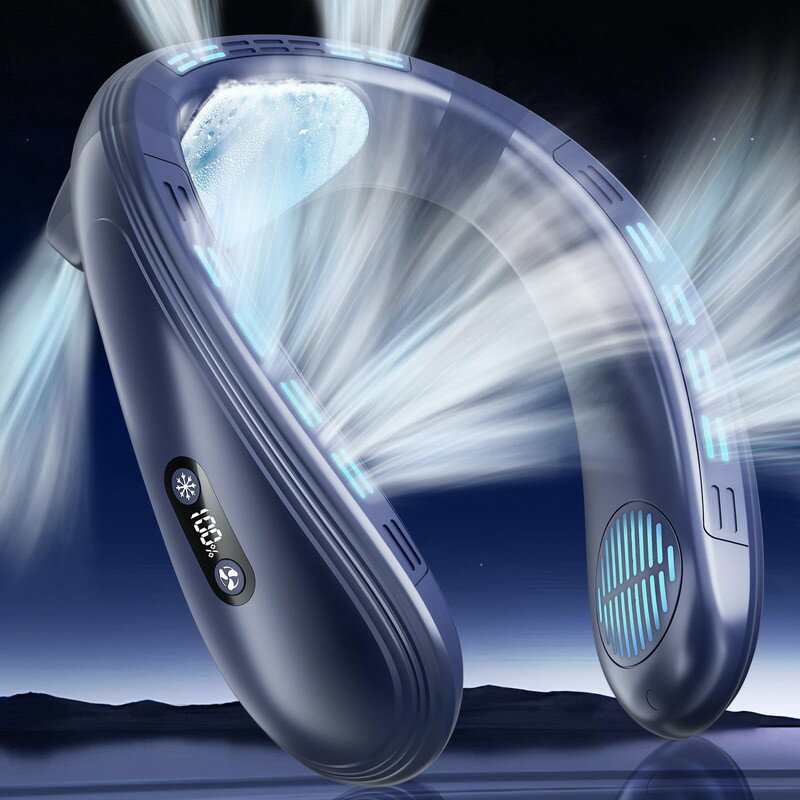 首掛け扇風機 ネッククーラー 瞬間冷却【ネックファン 冷感 MAX-20℃】3段階風量角度調節可能 半導体冷却プレート 送風＆冷却 首掛けファン 静音 節電 省エネ 携帯扇風機 熱中症対策