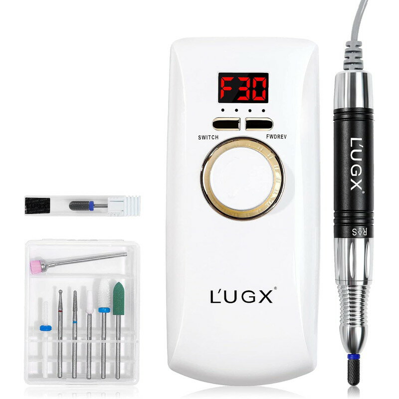 L'UGX ネイルマシン 30000RPM, ネイルオフマシーン 電動ネイルマシン プロ ネイルドリル 甘皮処理 電動 ネイルマシーン 自宅サロン用 低騒音 低振動