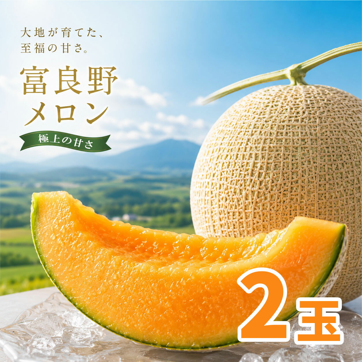 香瓜 - 予約販売 7/下旬〜8/上旬お届け予定 果物 北海道富良野メロン 太陽の女神 2玉 産地直送 送料無料