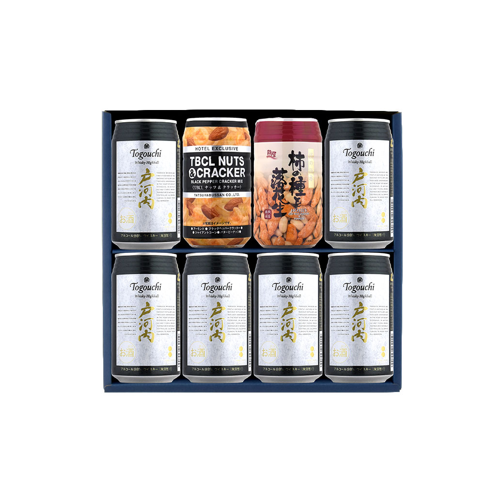 酒宝庫 MASHIMOのウイスキーハイボール戸河内缶×6本 柿の種＆落花生×1個 ナッツ＆クラッカー×1個 ましも箱 A-19｜アングル2