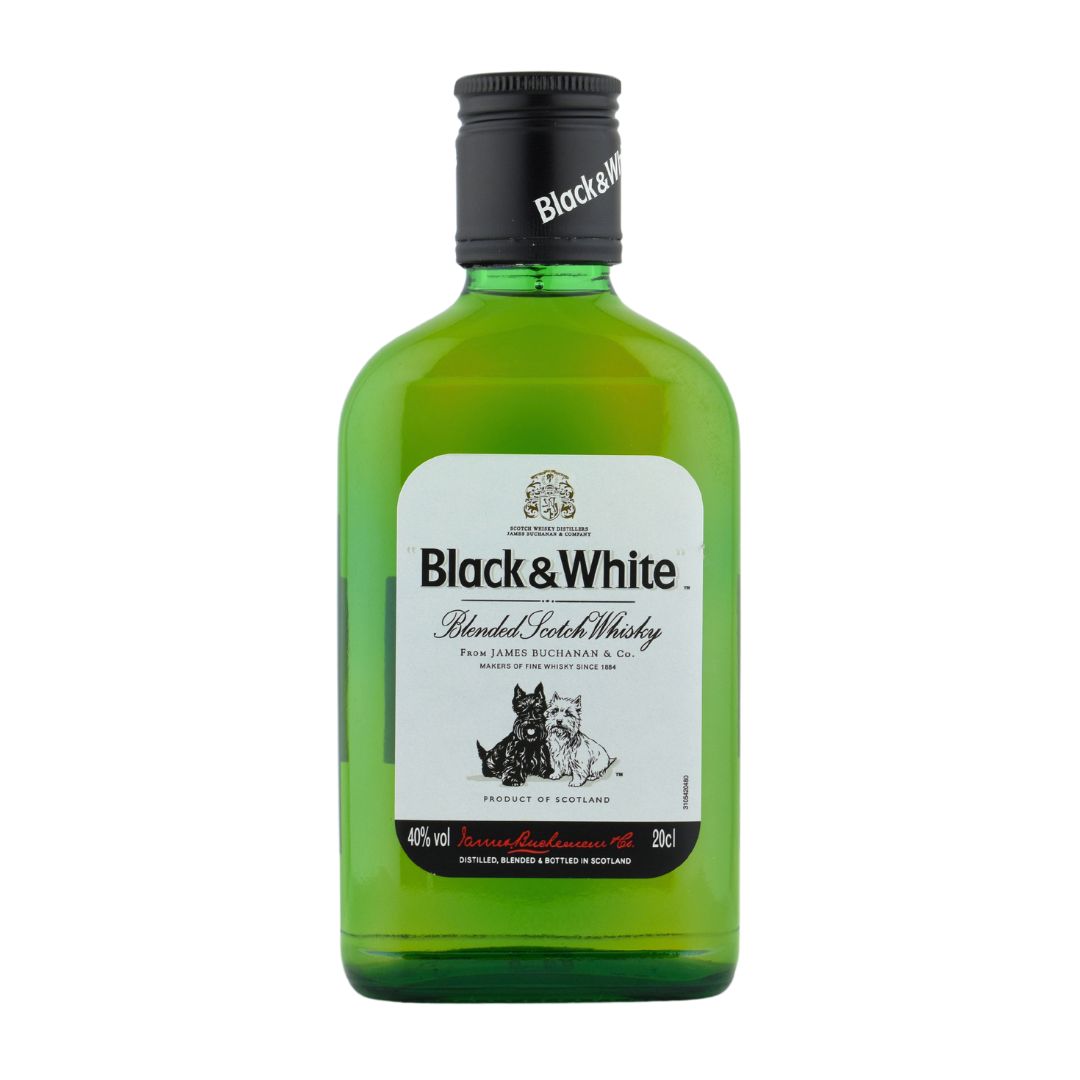 ウイスキー 40度 ブラック＆ホワイトブレンデットスコッチ Black＆White 200ml×1本...
