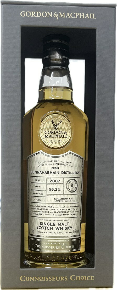 ウイスキー 56.2度 ブナハーブン 2007 17年 ゴードン＆マクファイル コニサーズチョイス 700ml 1本 正規