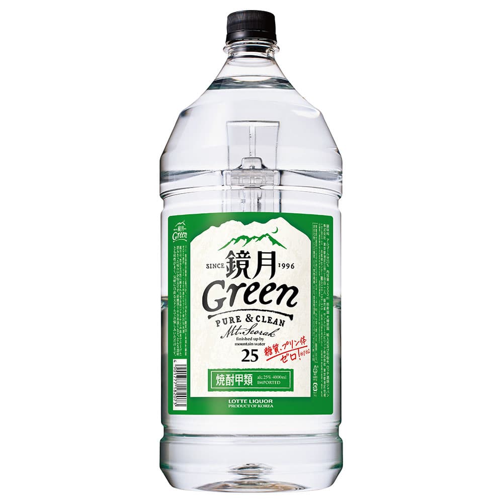 韓国焼酎 鏡月 Green（グリーン）25度 PET 4000ml 4L サントリー 甲類焼酎 [ii取り寄せ商品]