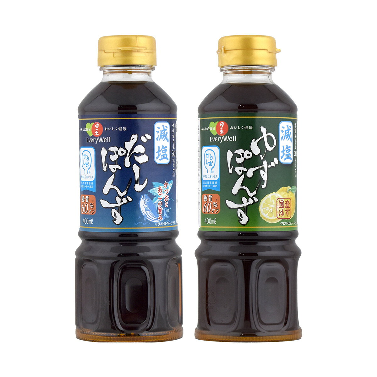 かつおとあごのだしを効かせた糖質60％オフ・食塩量30％オフのだしぽん酢と高知県産ゆずを使用した糖質60%オフ・食塩量30％オフのゆずぽんずの健康志向のぽん酢のお試し2本セットです。 。酸味を抑えたまろやかな味が、お鍋はもちろん、冷しゃぶ、冷奴などと良く合います。いつものメニューを手軽に美味しく糖質・塩分カットできます。香料不使用です。ぽんず,ポン酢,糖質オフ,減塩,かるしお,日の出,キング醸造,健康,かつお,あご,ゆず,高知県