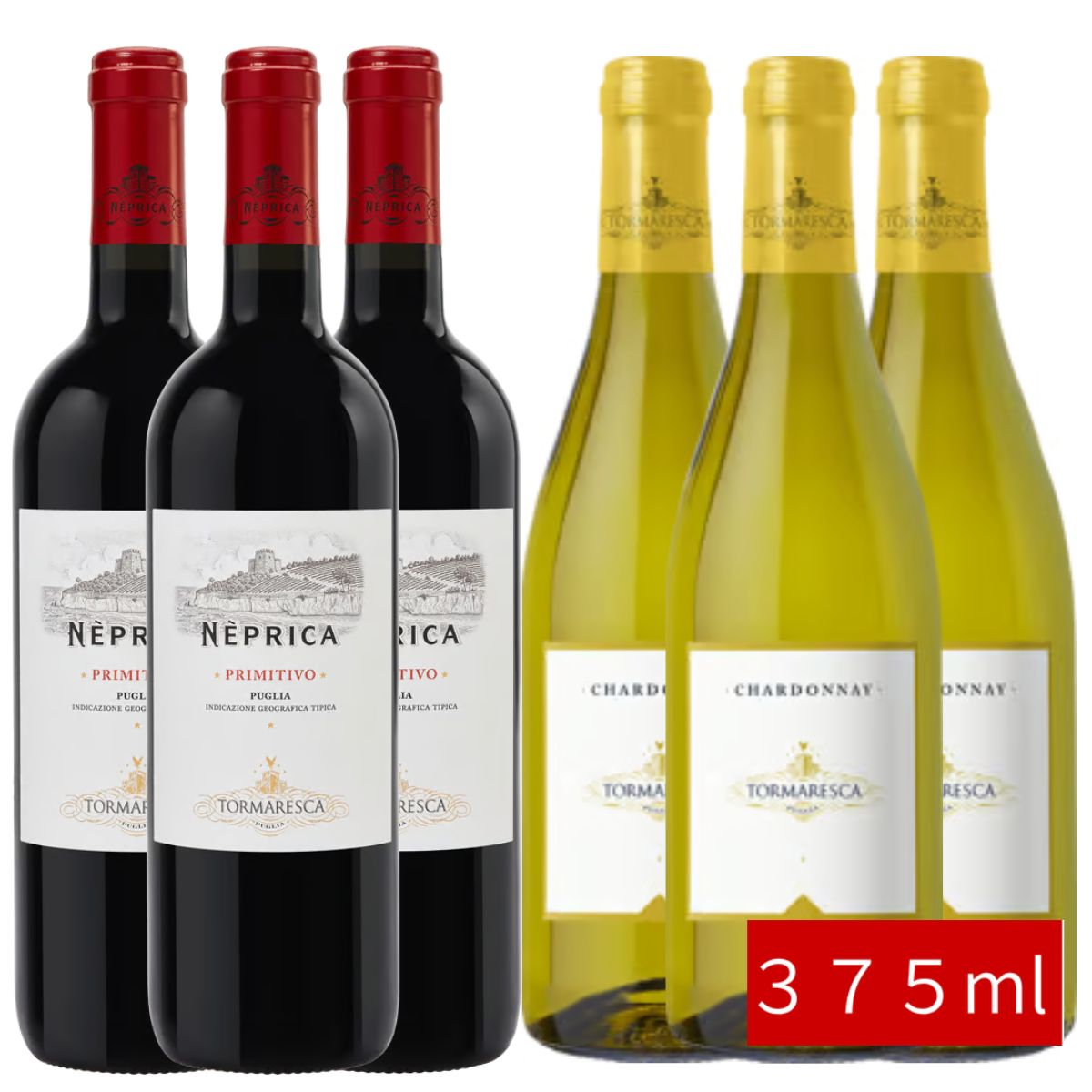 ワインセット アンティノリ トルマレスカ プリミティーヴォ＆シャルドネ ハーフ 赤白2種アソート 375ml×各3本 6本セ…