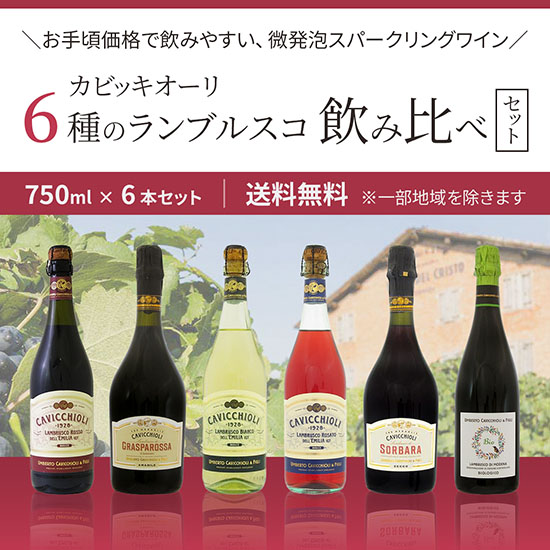 カビッキオーリ　6種のランブルスコ　飲み比べ　750ml×6本セット　送料無料