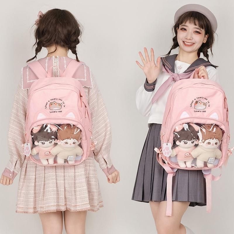 Rakuten - 痛バッグ 痛バ リュックサック バックパック オビツ ぬいぐるみ マスコット クリアバッグ 缶バッチ 推し活バッグ 透明バッグ 見せバッグ ビニールバッグ