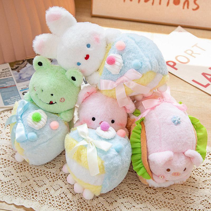 Rabbit - ぬいぐるみ 抱き枕 ベッド 玩具 ふわふわ もこもこ ウサギ カエル ブタ ケーキ 女の子 男の子 かわいい ギフト おもちゃ インテリア 20cm