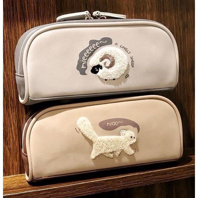 Rakuten - ペンケース かわいい 高校生 大学生 小学生 韓国風 淡色系 ペンポーチ 筆記用具 筆箱 筆入れ 羊 ひつじ おしゃれ インス映え 大容量 中学生 韓国 入園グッズ 刺繡