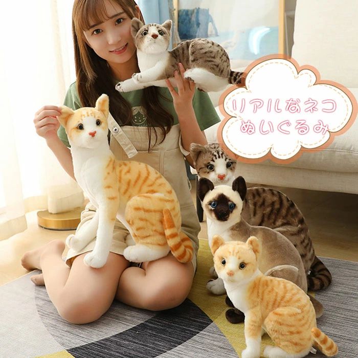 樂天商城 - 猫 ぬいぐるみ リアル シャムネコ タヌキ猫 茶トラ猫 ペット シャム猫 ねこ 本物 そっくり ネコ 子ども キッズ ギフト クリスマス プレゼント 子供 女の子 男の子 癒し ふわふわ かわいい 贈り物 25cm 30cm