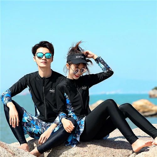 ラッシュガード ペア カップル 長袖 ペアルック 水着 レディース 上下 セット メンズ ウェットスーツ セットアップ 競泳 人気 大きいサイズ おしゃれ 体型カバー 短パン UV対策 紫外線 トップス ブラー ショートパンツ レギンス 女4点セット 男