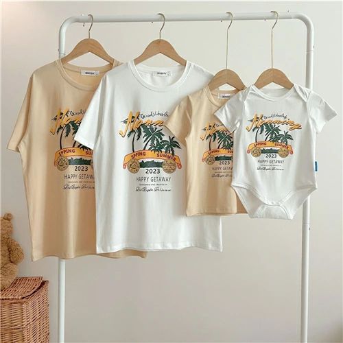 親子 ペアルック tシャツ ペア 白 カーキ 夏服 親子コーデ 赤ちゃん 親子ペアtシャツ 半袖 コーデ 夏 ..