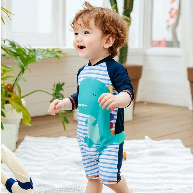 Rakuten - 水着 男の子 恐竜 オールインワン 長袖 ボーイズ boy ベビー水着 ワンピース 子供用 こども みずぎ かわいい 赤ちゃん 80 9