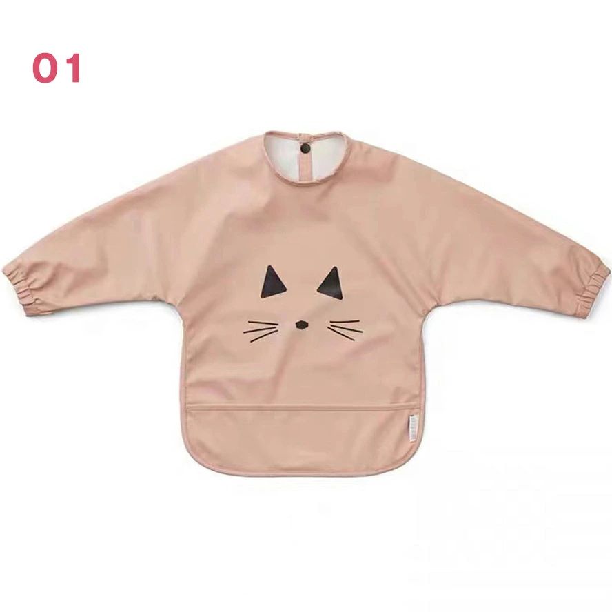 送料無料 お食事エプロン 長袖 ベビー 離乳食 袖付きエプロン 北欧 女の子 男の子 80 90 100 110サイズ 赤ちゃん お食事スタイ 6ヶ月～5