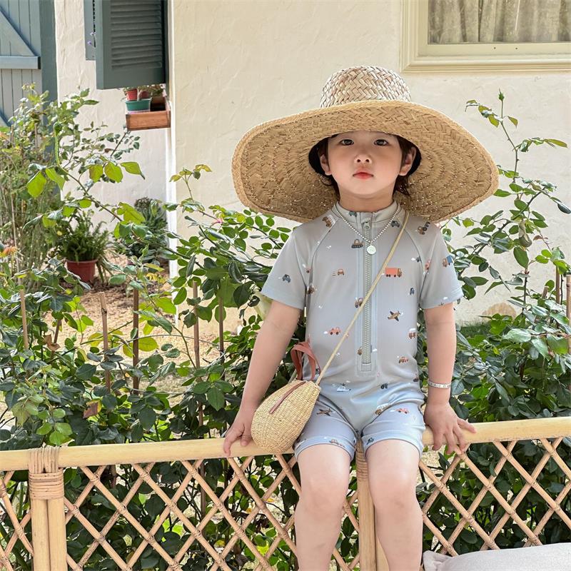 Rakuten - 送料無料 水着 ワンピース オールインワン 男の子 車図案 ボーイズ boy ベビー水着 子供用 こども みずぎ かわいい 赤ちゃん 90 100 11