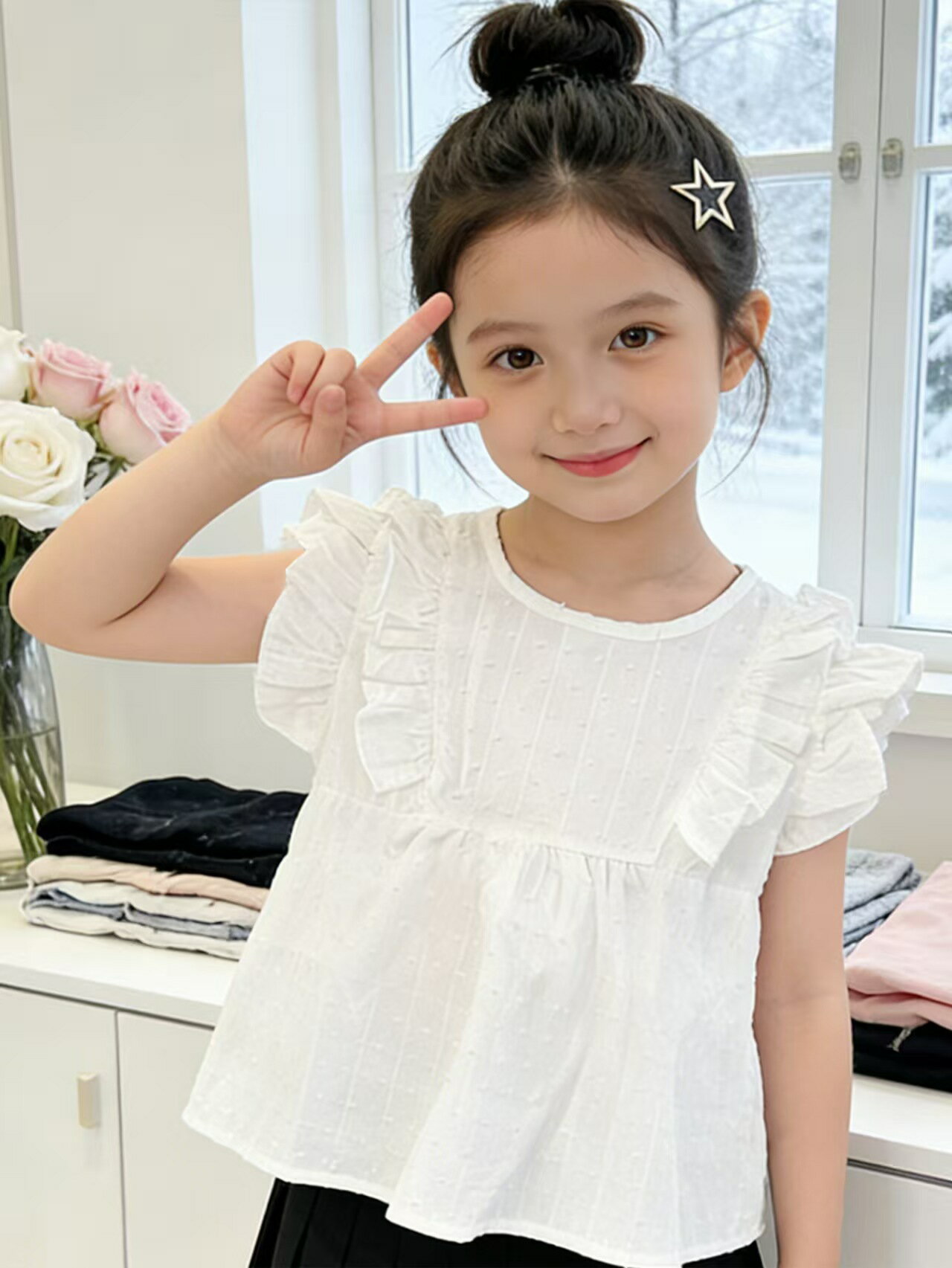 Rakuten - 子供服 女の子 シャツブラウス ホワイト 夏服 新品 半袖 飛袖 シャツ キッズ フォーマル シャツ 卒園式 入学式 卒業式 受験用 発表会 子ども服 ラペル かわいい 白 トップス 綿 コットン