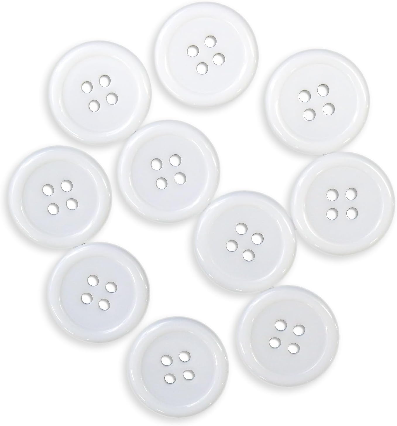 白ボタン【ホワイト ツヤあり】四つ穴ボタン ベーシック カラーボタン シャツボタン シンプル ボタン 1..
