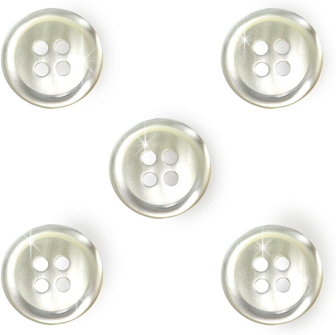 Rakuten - シェルボタン 貝製 片面 高瀬貝 シャツ 四つ穴 白 ホワイト 5個入り【15mm】きらきらぷんぷん丸 B-095