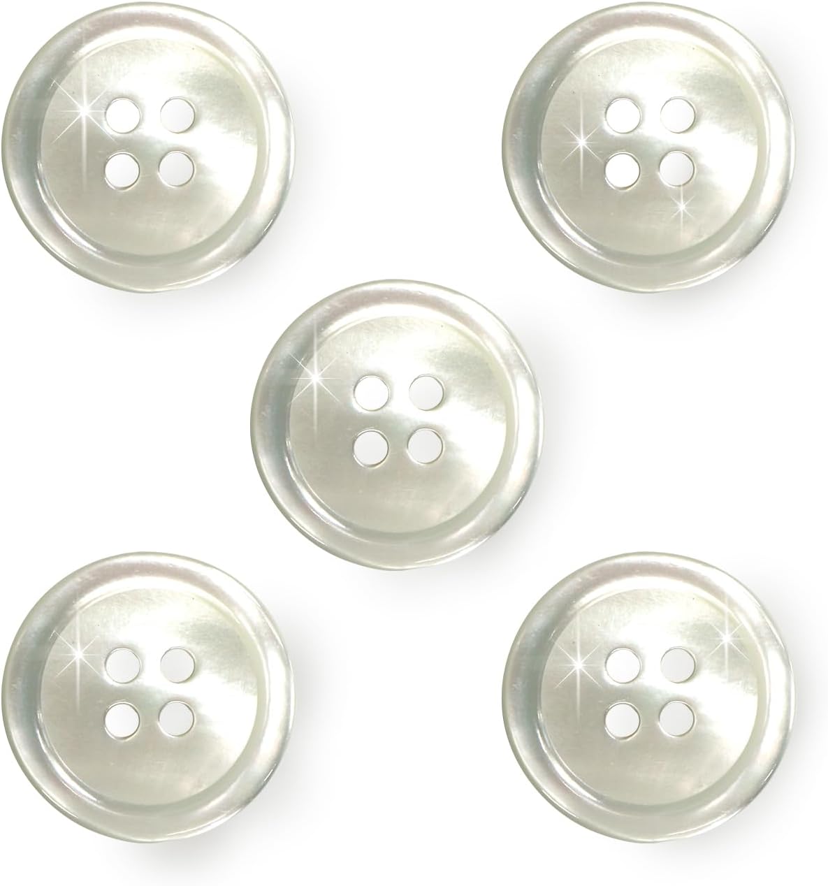 乐天商城 - シェルボタン 貝製 片面 高瀬貝 シャツ 四つ穴 白 ホワイト 5個入り【18mm】きらきらぷんぷん丸 B-096
