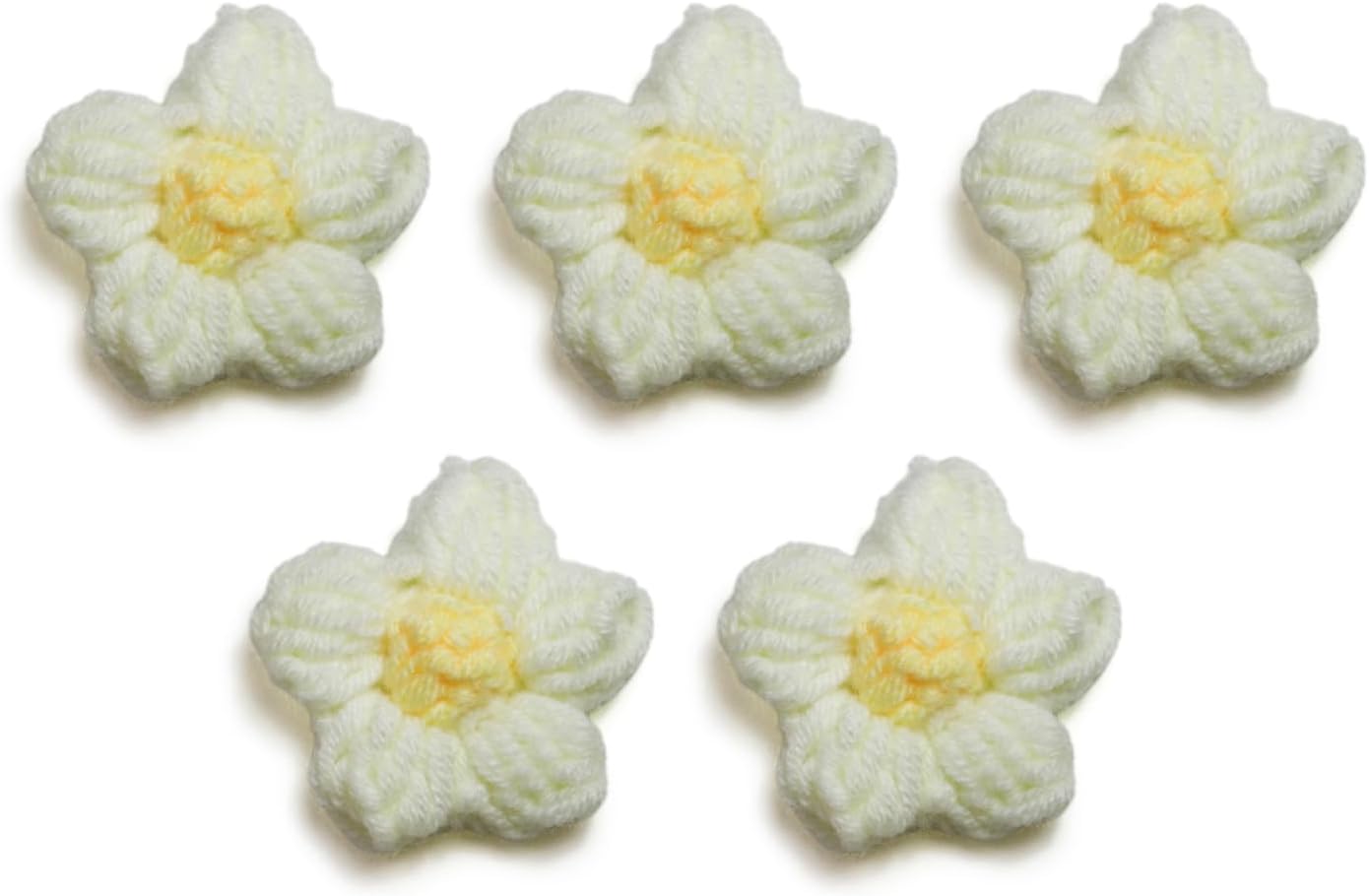 花 パーツ 毛糸 フラワー【ホワイト】5個入り 白 手芸 ハンドメイド パーツ デコパーツ デコレーション 立体 きらきらぷんぷん丸 KITP-003