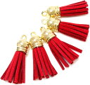 タッセル チャーム カン付【レッド】5本セット スエード 手芸 装飾 ミニ ハンドメイド アクセサリー キーホルダー ストラップ きらきらぷんぷん丸 KTSL-...