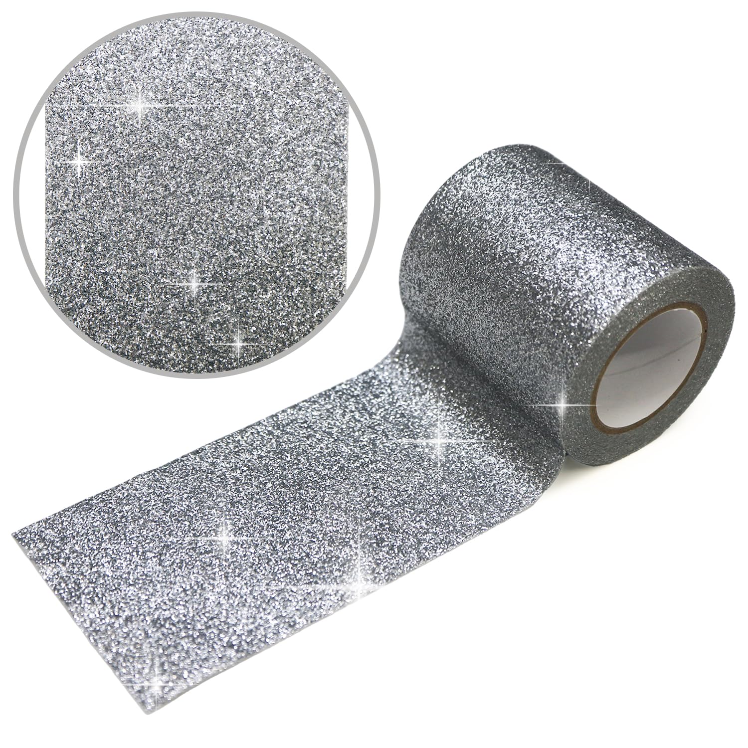 グリッターテープ 幅広 銀 シルバー キラキラ ラメ デコレーションシール ラッピング マスキングテープ 1巻 幅約60mm×長さ約5m きらきらぷんぷん丸 G...