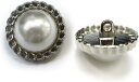 パールボタン 装飾 【チェーン風 シルバー】 ホワイト 白 ビジュー 飾り 縫製 袖口 6個入り 【20mm】 きらきらぷんぷん丸 B-125