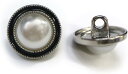 パールボタン 装飾 【シルバー 黒フチ】 ホワイト 白 パール 10個入り 【15mm】ビジュー 飾り 縫製 袖口 きらきらぷんぷん丸 B-150