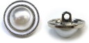 パールボタン 装飾 【シルバー 白フチ】 ホワイト 白 パール 8個入り 【18mm】ビジュー 飾り 縫製 袖口 きらきらぷんぷん丸 B-161