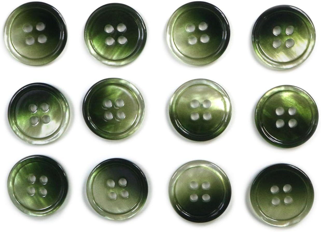 Rakuten - グラデーション 四つ穴ボタン 【グリーン】 緑 ボタン スーツボタン コートボタン カラーボタン 12個入り 【18mm】 きらきらぷんぷん丸 B-688