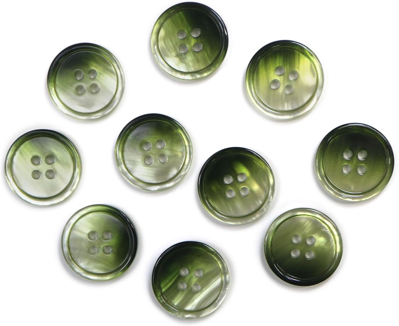 Rakuten - グラデーション 四つ穴ボタン 【グリーン】 緑 ボタン スーツボタン コートボタン カラーボタン 10個入り 【20mm】 きらきらぷんぷん丸 B-689