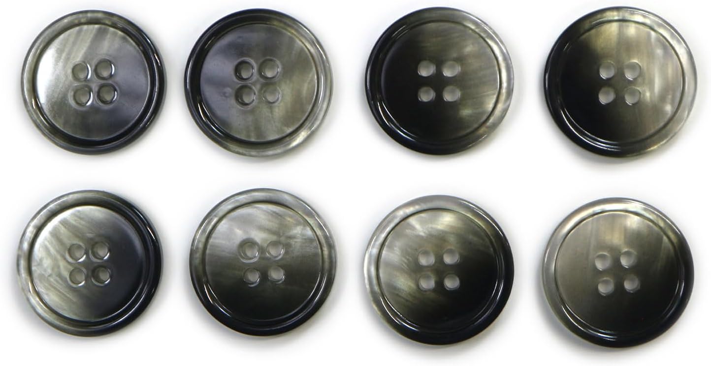 グラデーション 四つ穴ボタン 【ブラック】 黒 ボタン スーツボタン コートボタン カラーボタン 8個入り 【23mm】 きらきらぷんぷん丸 B-695