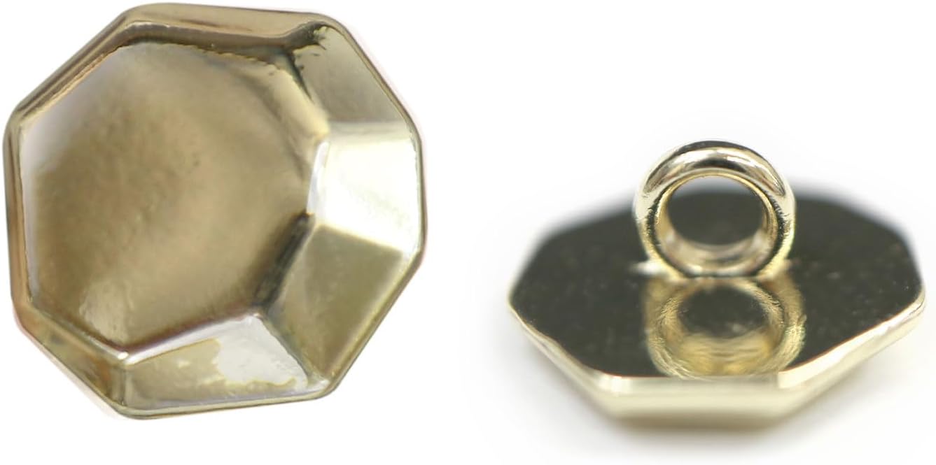 メタルボタン 八角形 【ゴールド】 足つき 鏡面仕上げ 金 ボタン ミニサイズ 飾りボタン 手芸 8個入り ..