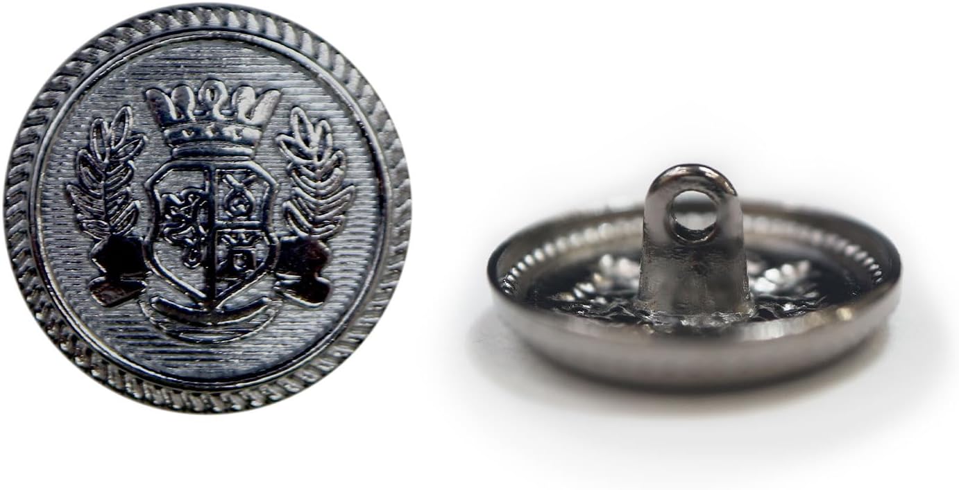 ブレザーボタン 金属製 【ブラック】 黒 足つき ボタン メタルボタン スーツボタン ジャケット 6個入り 【20mm】 きらきらぷんぷん丸 B-744