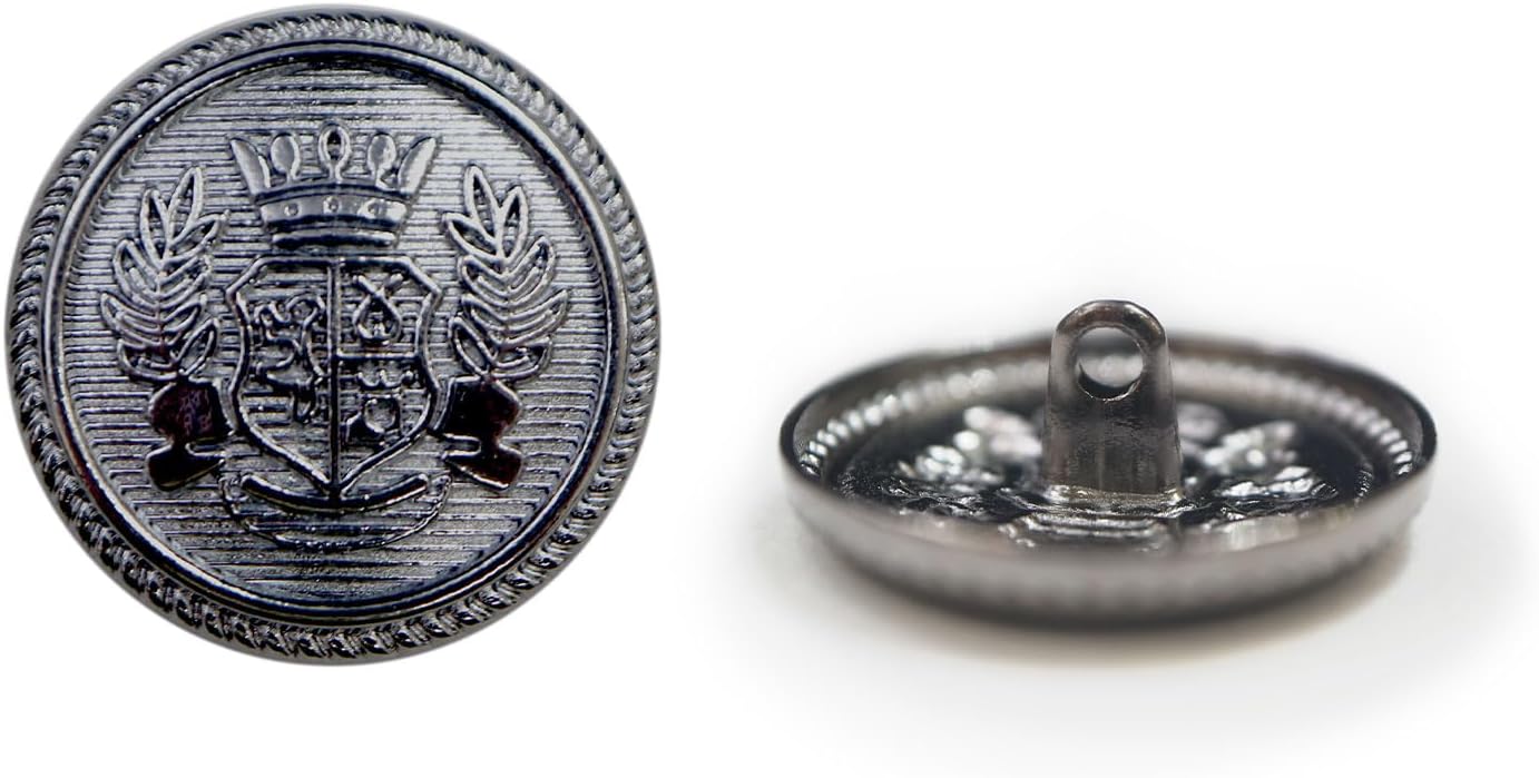 ブレザーボタン 金属製 【ブラック】 黒 足つき ボタン メタルボタン スーツボタン ジャケット 6個入り 【25mm】 きらきらぷんぷん丸 B-746