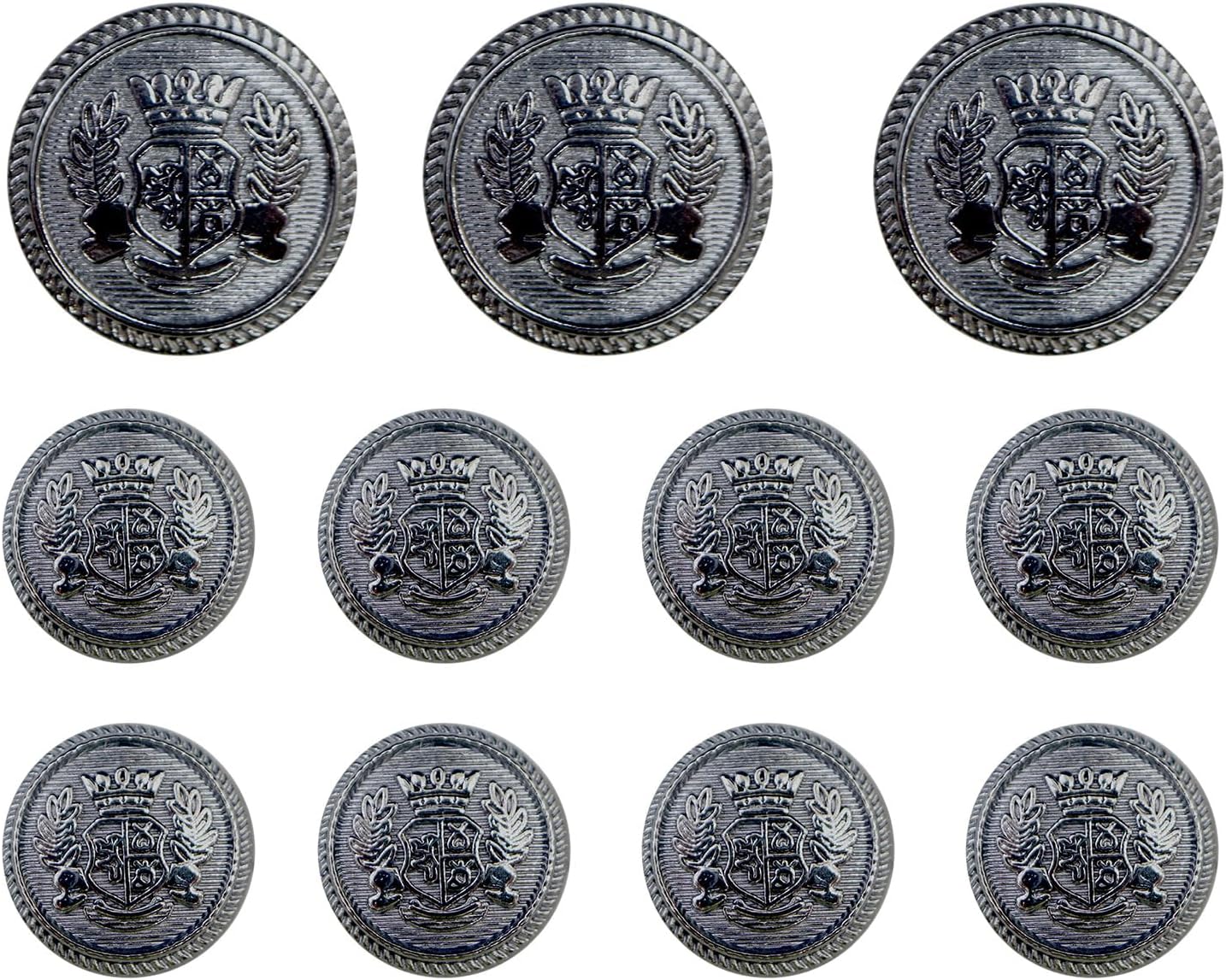 ブレザーボタン 金属製 【ブラック】 黒 足つき ボタン メタルボタン スーツボタン ジャケット 11個セット 【15mm&20mm】 きらきらぷんぷん丸 B-747