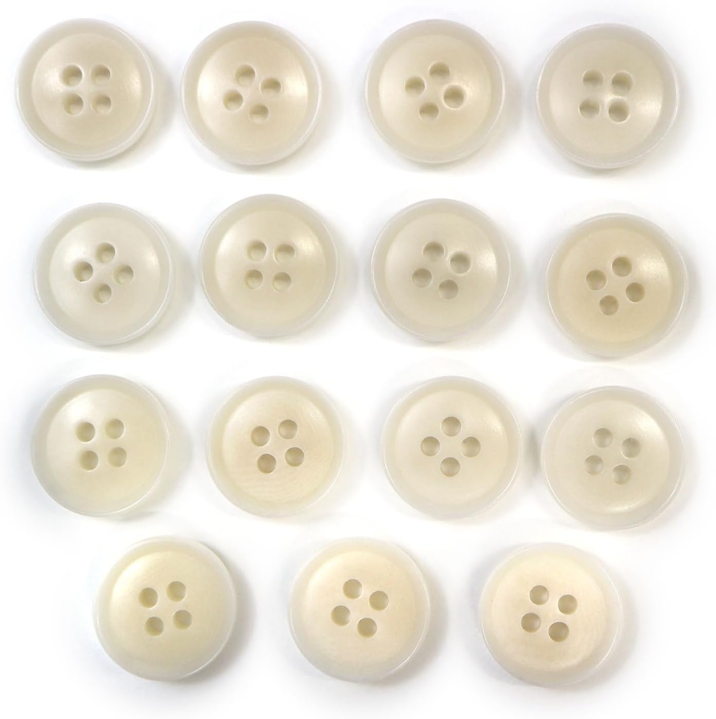 乐天商城 - ナットボタン 四つ穴ボタン 【ホワイト】 白 フチ薄 スーツボタン ベーシック ウッド ボタン 15個入り 【15mm】 きらきらぷんぷん丸 B-789