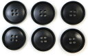 ナットボタン 四つ穴ボタン 【ブラック】 黒 フチ薄 スーツボタン ベーシック ウッド ボタン 6個入り 【25mm】 きらきらぷんぷん丸 B-798
