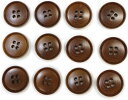 ナットボタン 四つ穴ボタン 【ブラウン】 茶色 フチ薄 スーツボタン ベーシック ウッド ボタン 12個入り 【18mm】 きらきらぷんぷん丸 B-800