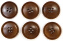 ナットボタン 四つ穴ボタン 【ブラウン】 茶色 フチ薄 スーツボタン ベーシック ウッド ボタン 6個入り 【25mm】 きらきらぷんぷん丸 B-803