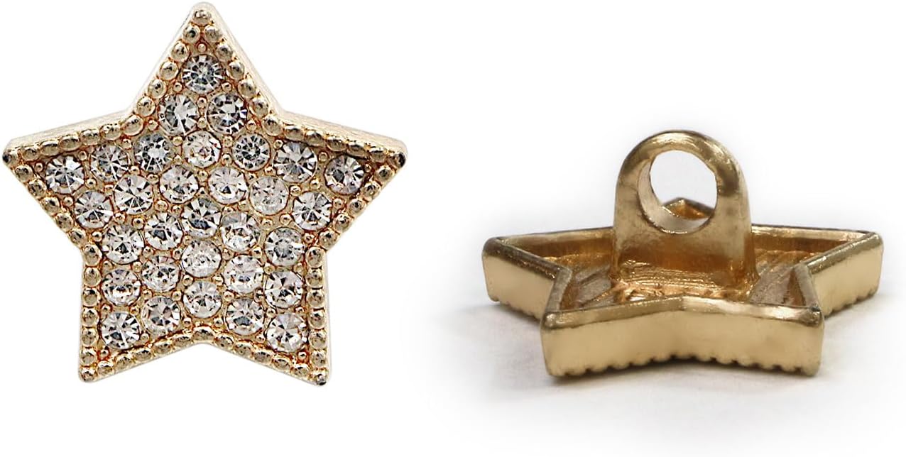 ラインストーンボタン 星型 足つき 【ゴールド】 金 スター ラインストーン ボタン モチーフボタン 飾..