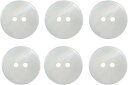 淡水パール 二つ穴ボタン シェルボタン 貝ボタン 貝製 両面 白 ホワイト ボタン 6個入り 【18mm】 きらきらぷんぷん丸 B-902