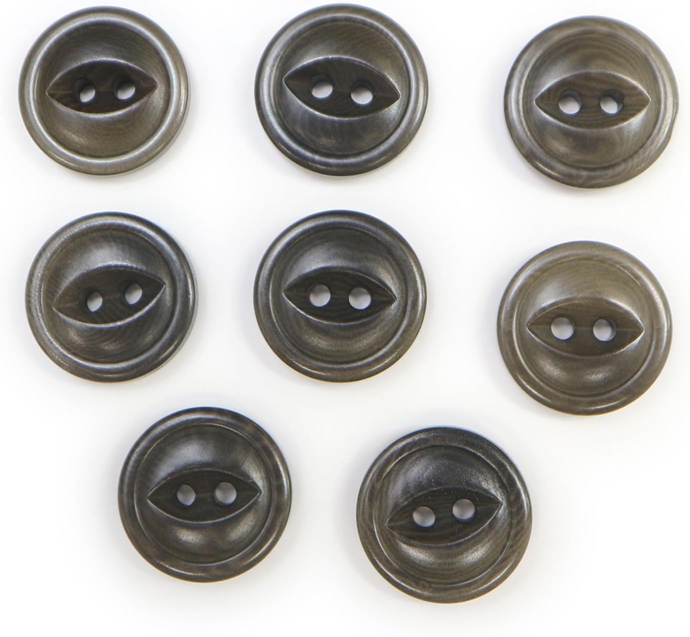 Rakuten - ナットボタン 二つ穴ボタン 【ダークグリーン】 緑 猫目ボタン ベーシック ウッド ボタン 8個入り 【15mm】 きらきらぷんぷん丸 B-913